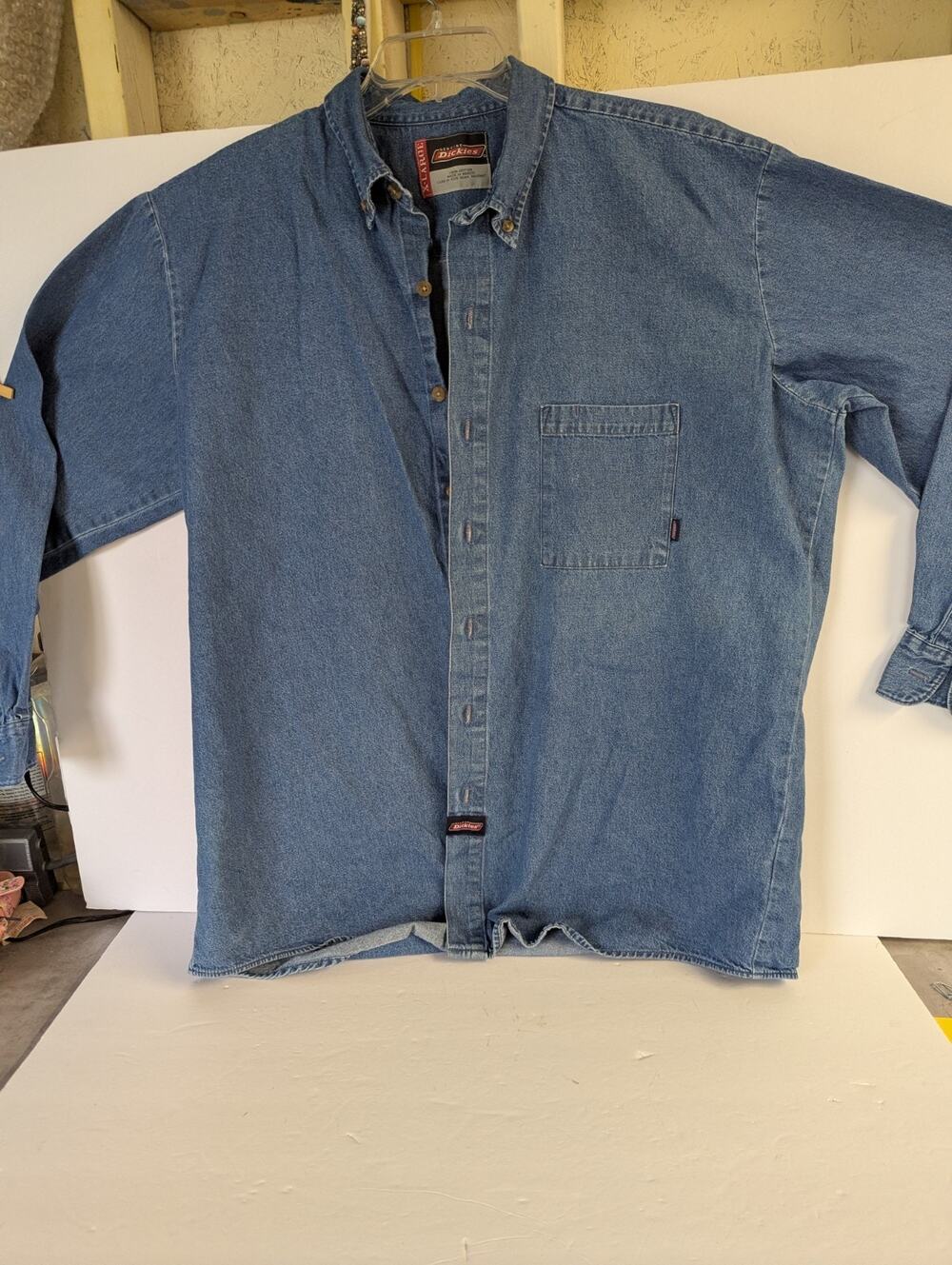 Dickie Mens Blue Jean Button Down Shirt,XL,